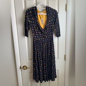 Anthropologie Maeve Galena Faux Wrap Midi Dress Medium Ditsy Floral NWT